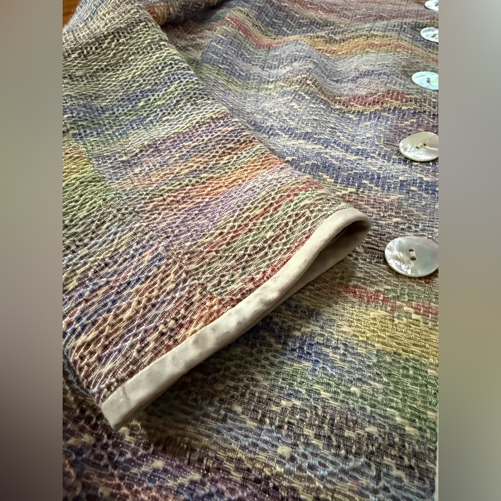 Lafayette 148 Jacket Blazer Pink Green Yellow Cotton Blend Women’s Size 6 - Picture 15 of 16